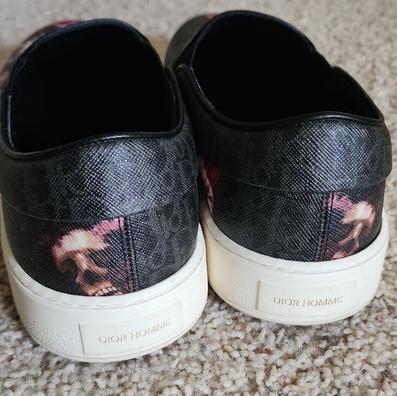 Christian Dior Homme Black Pink Floral Skulls Oblique Monogram Slip Loafers 40 - Picture 5 of 8